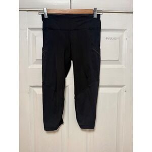 Lululemon Speed Up Crop 21 Black Running Leggings Pockets LW6986S Womens Size 2